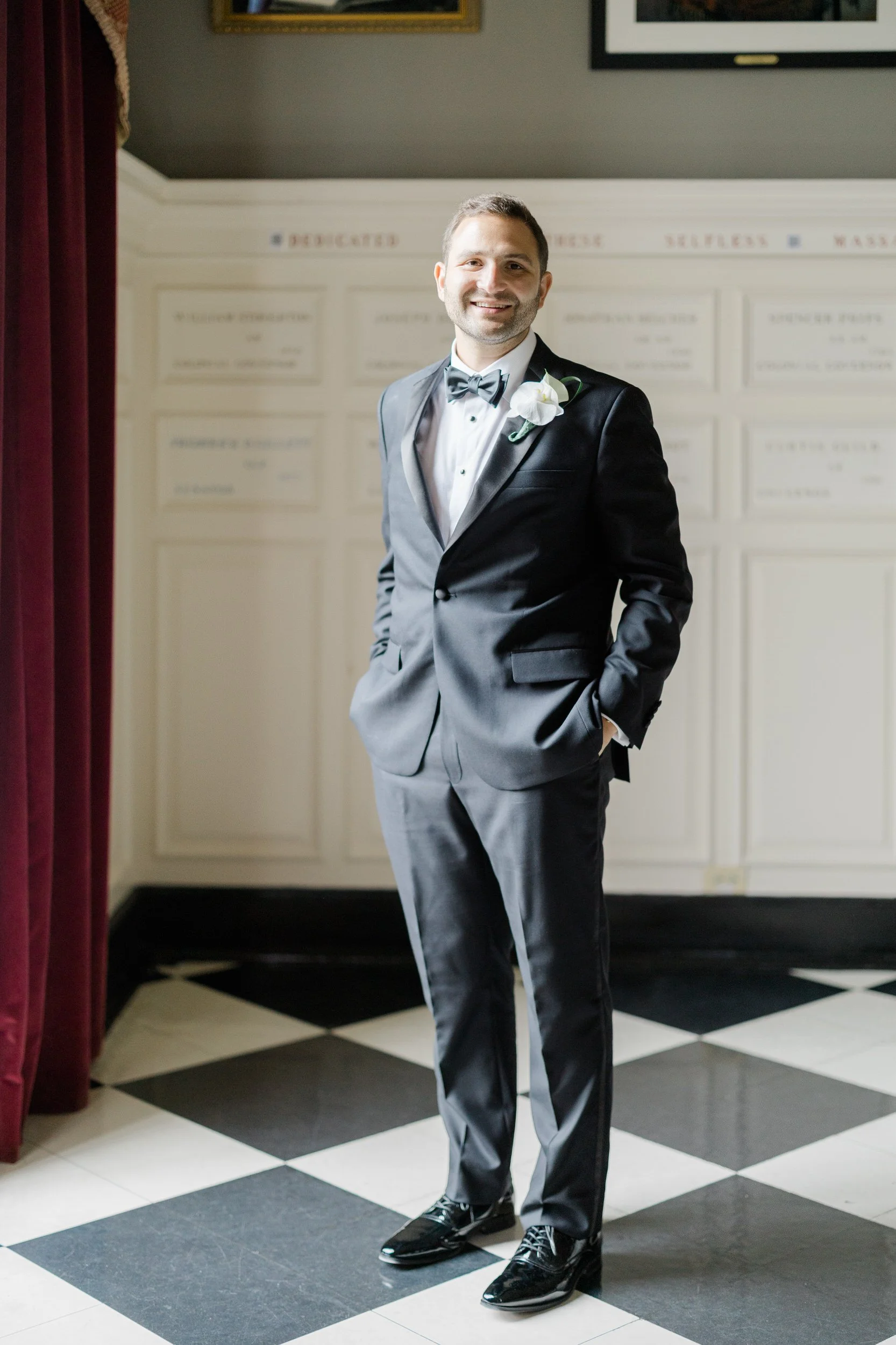 Groom portrait at the Harvard Club of Boston Wedding