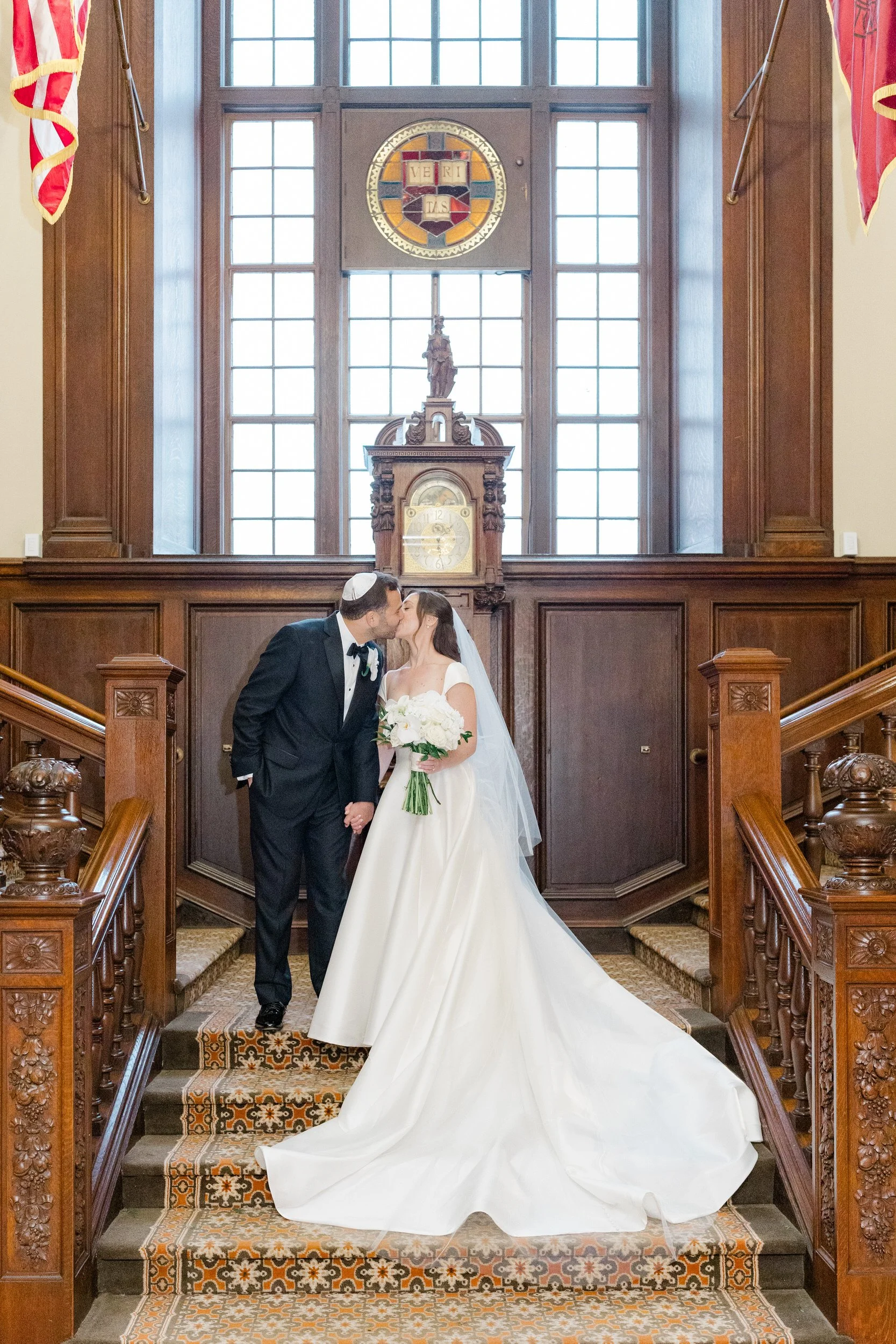 Couple's portraits at the Harvard Club of Boston Wedding