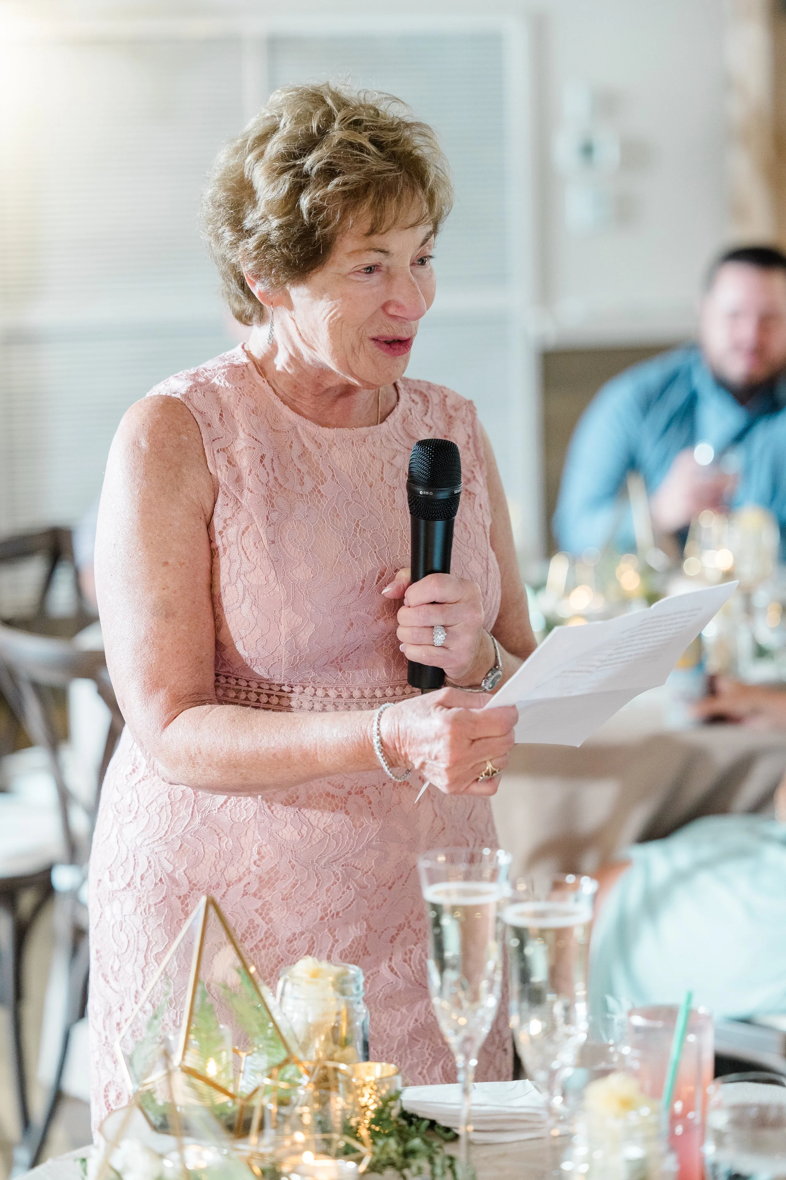 Bride's family gives a toast at Mountain Top Inn Vermont Wedding