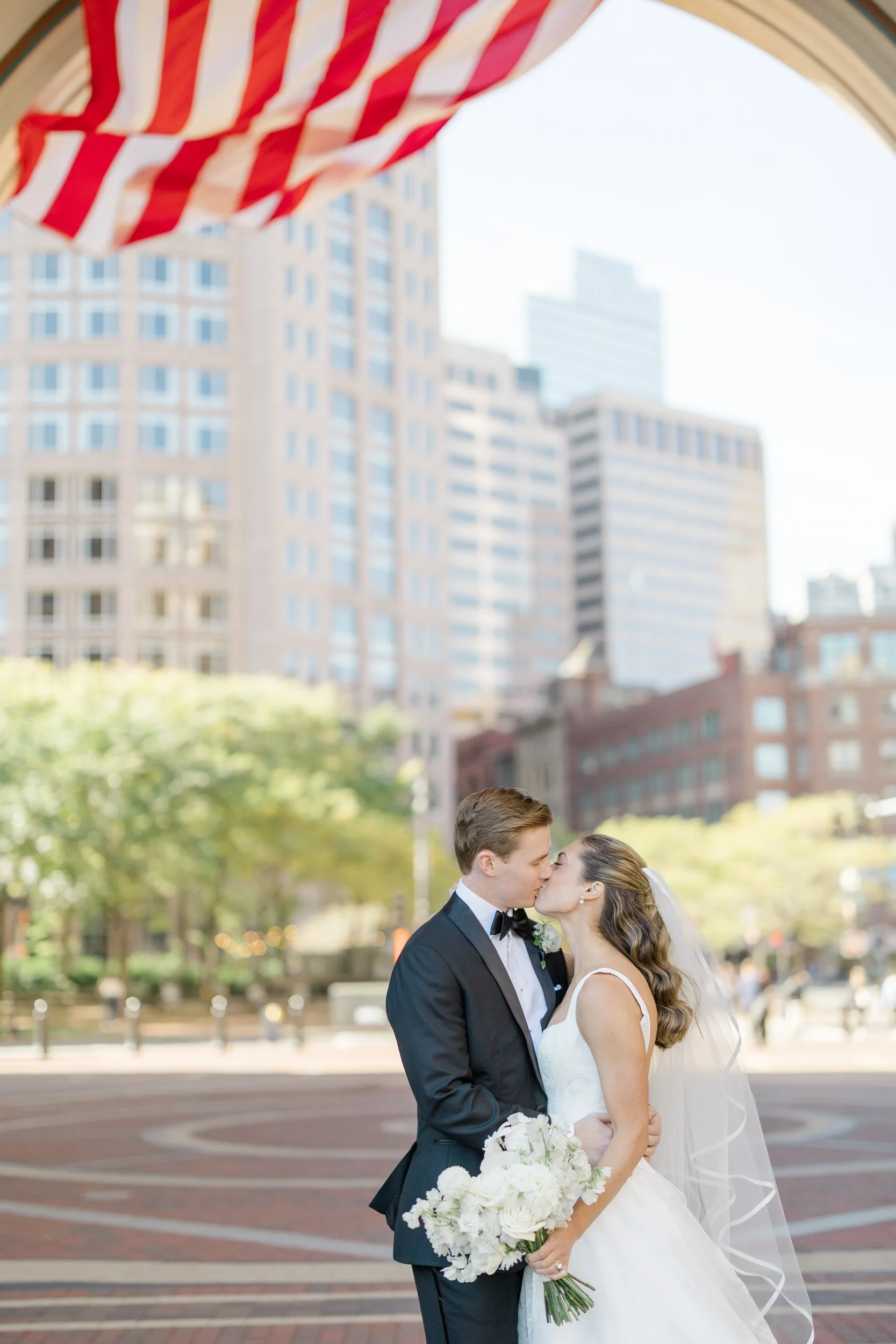 Couple portraits  at Boston Harbor Hotel Wedding