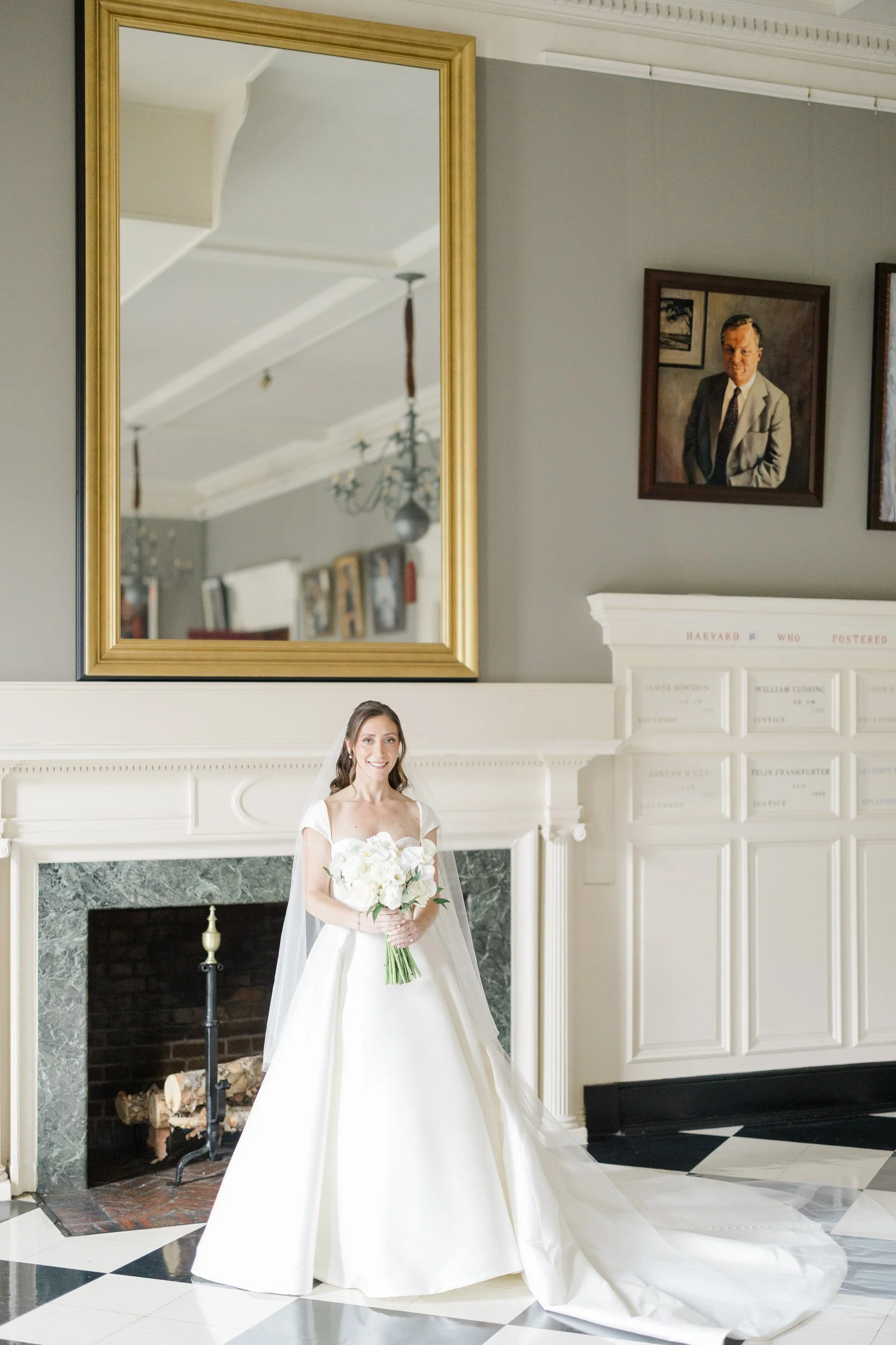 Bridal portraits at the Harvard Club of Boston