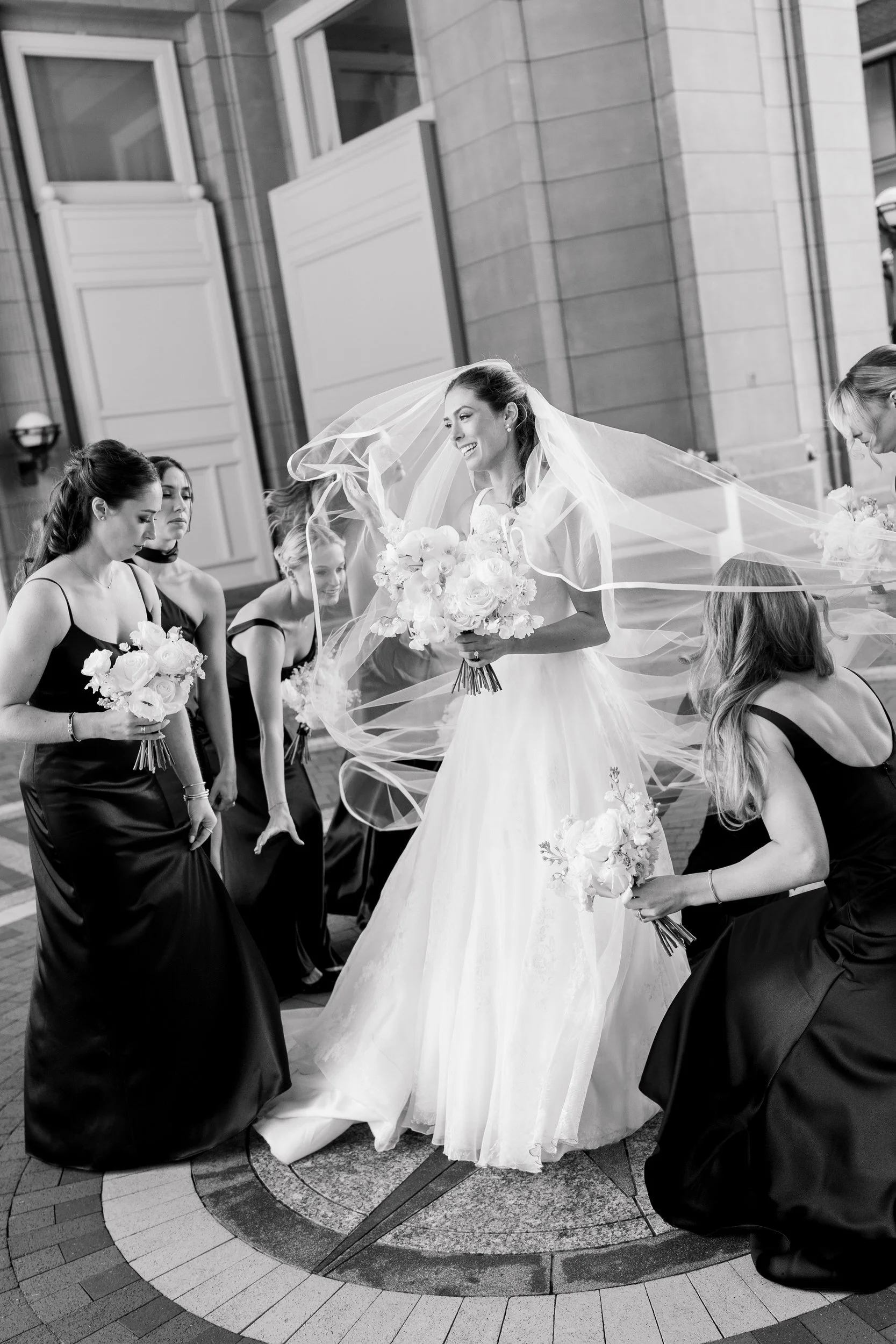 Bridal party portraits at Boston Harbor Hotel Wedding