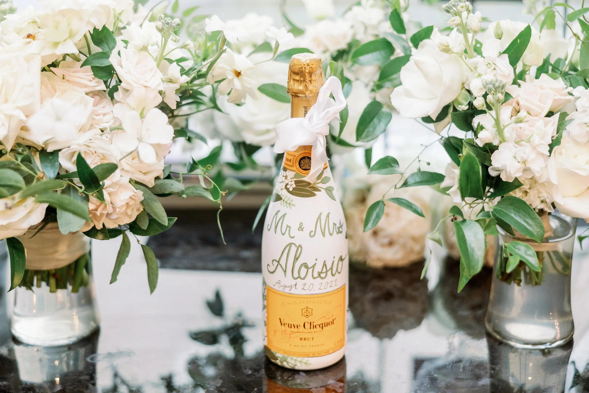 Custom Calligraphy Champagne Bottle