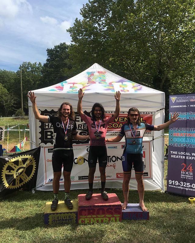 The Victorious, Voluminous Hair of the Mens 3/4 podium from Cx Central #2 #cxcentralnc18 #hairofcyclocross #aerobraids