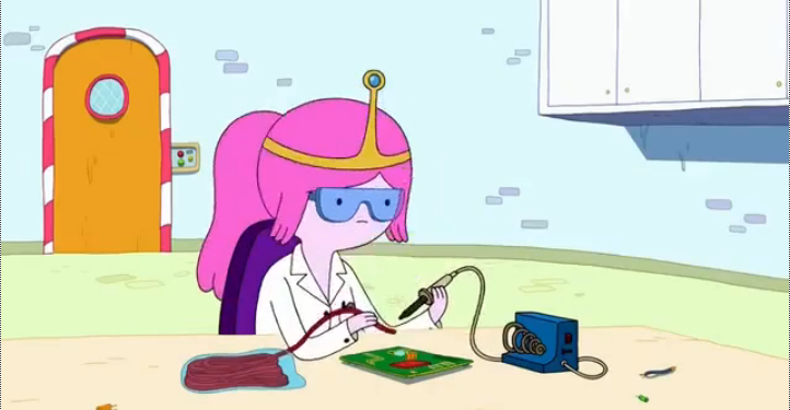Princess Bubblegum doing science.