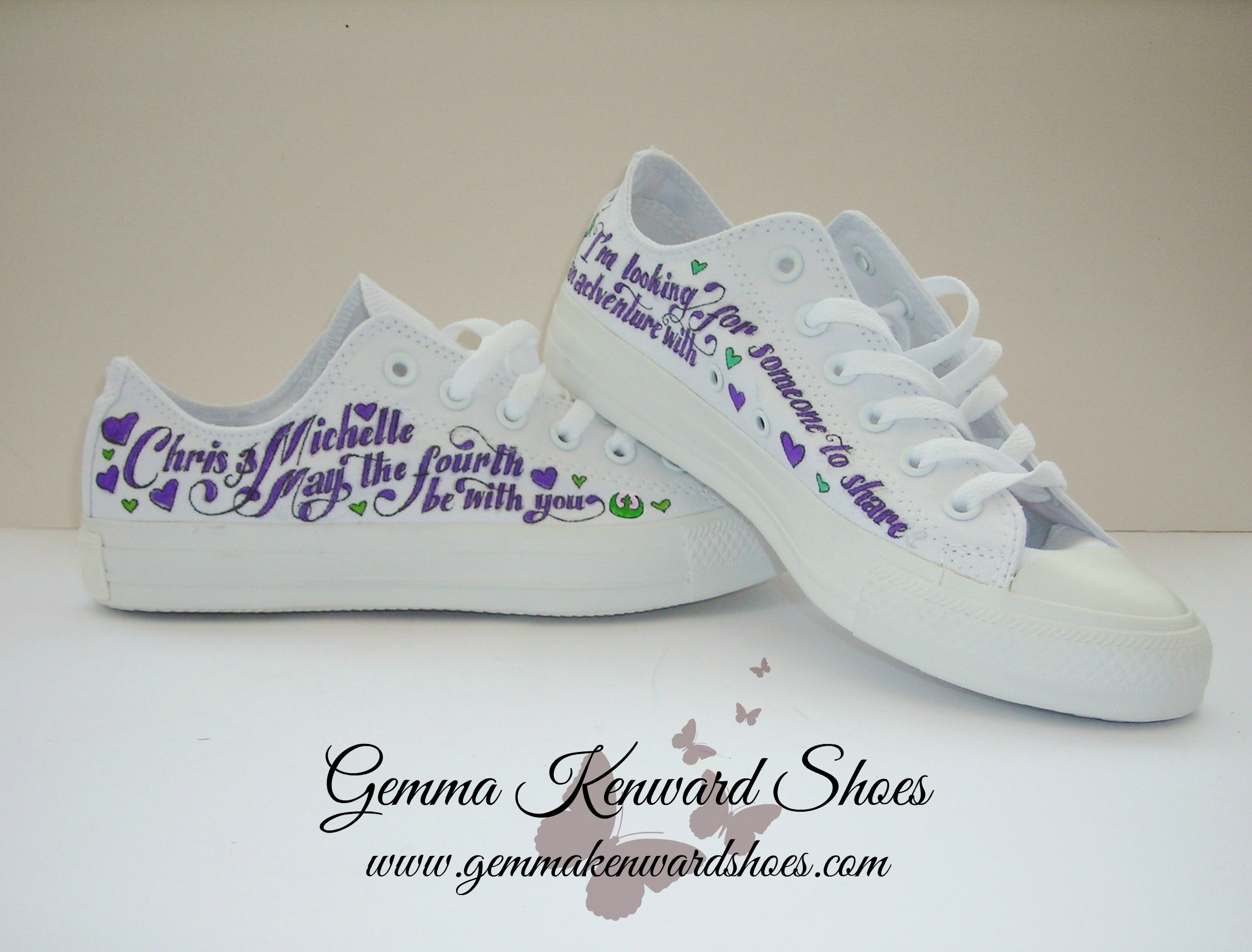 Custom converse, hand painted shoes, painted converse, wedding