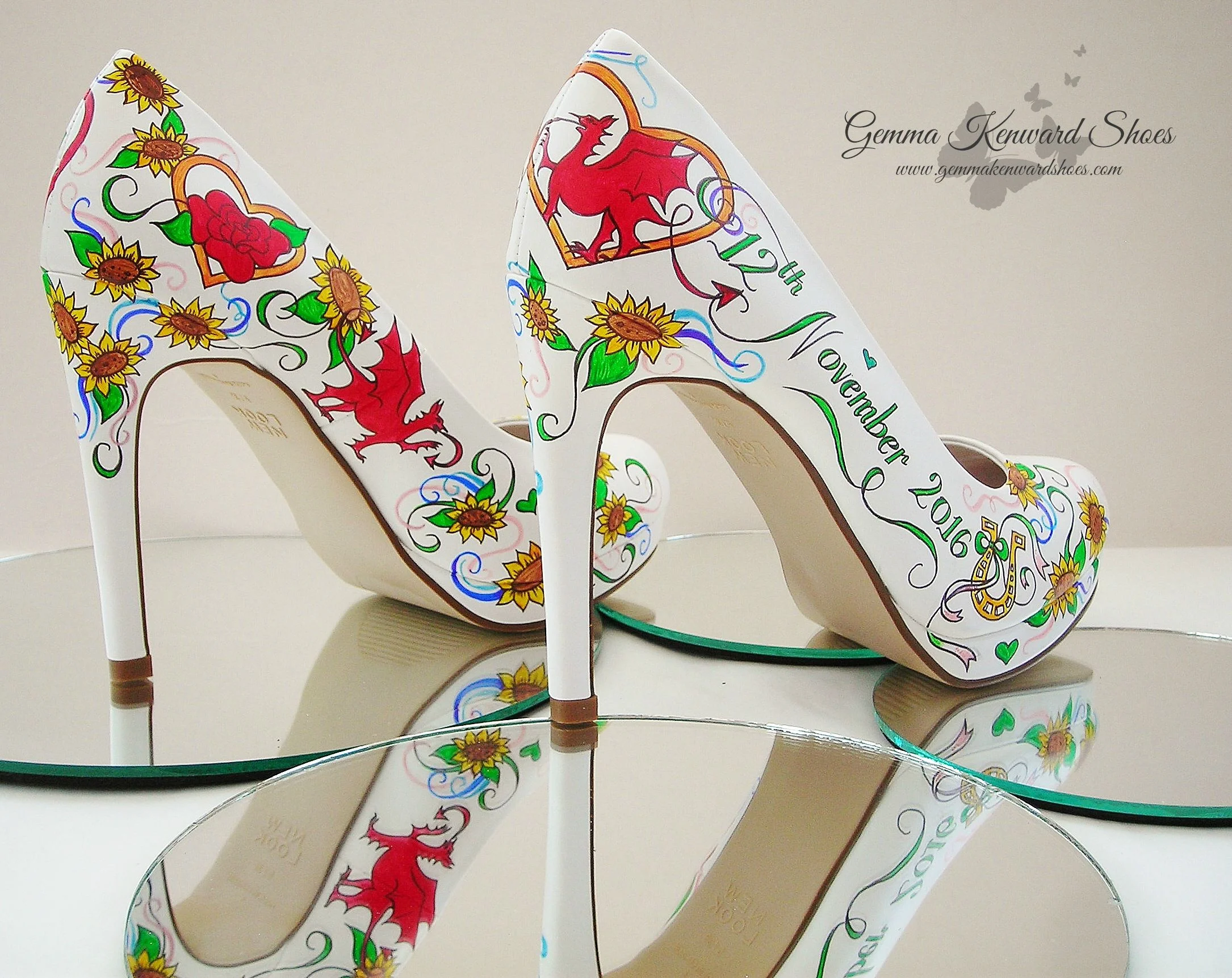 Shamrocks, Leprechauns and the Welsh Dragon Personalised Wedding Shoes
