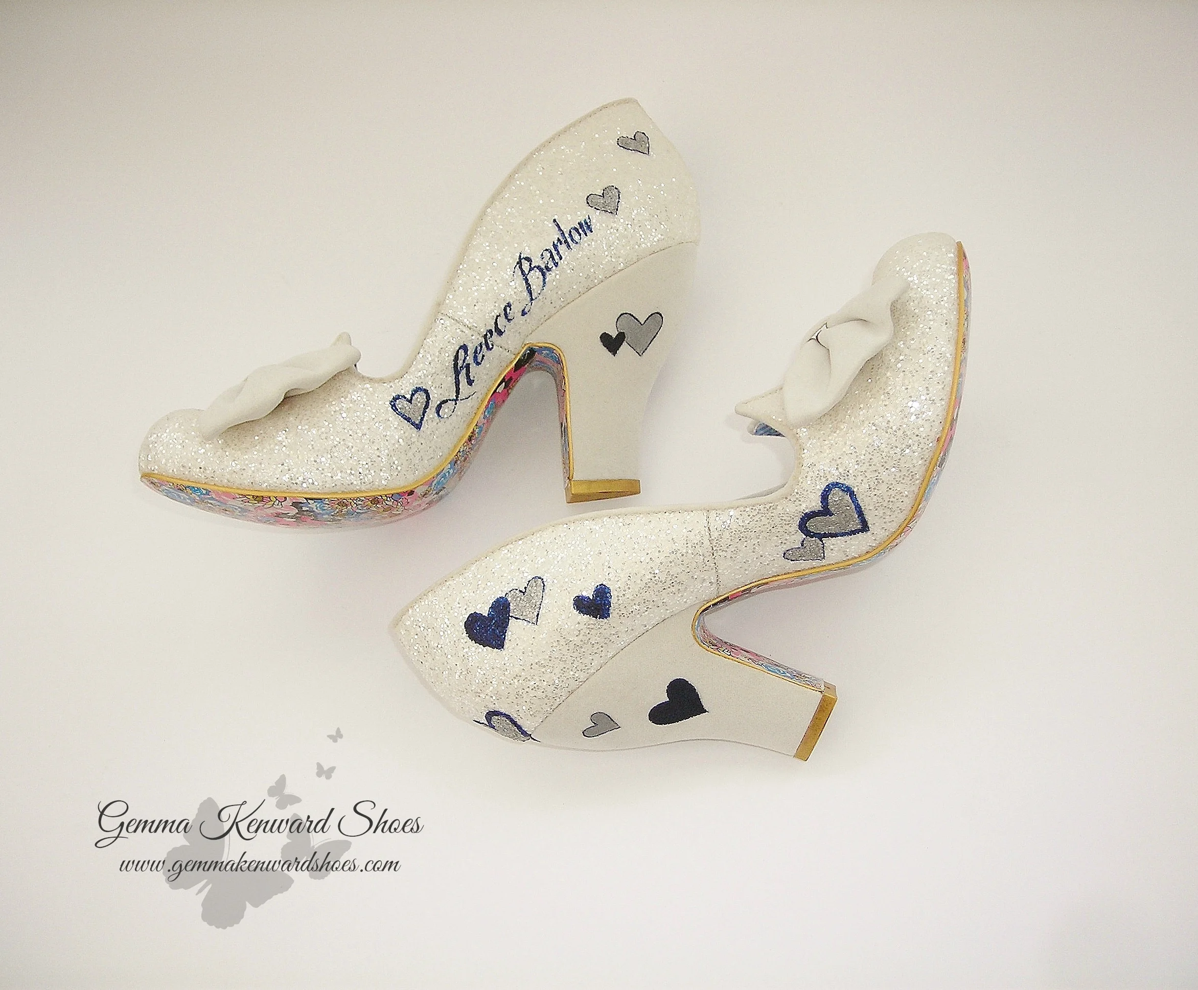 Silver and navy wedding shoes&nbsp;