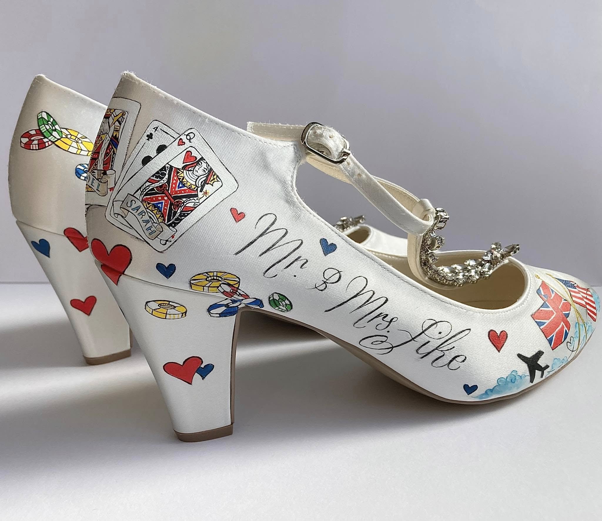 Custom painted bridal shoes for a Las Vegas wedding