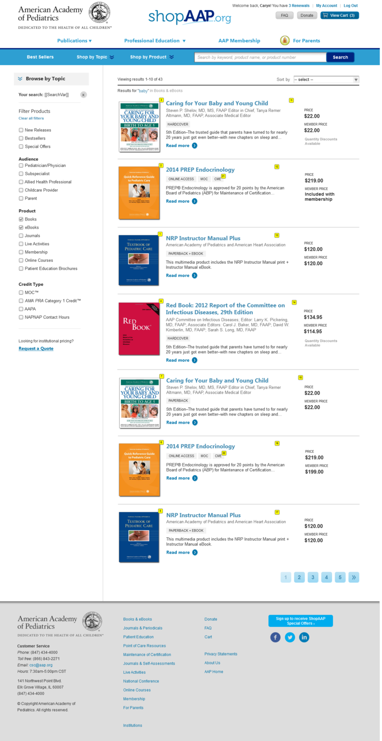 Interactive Prototype: Product List Page