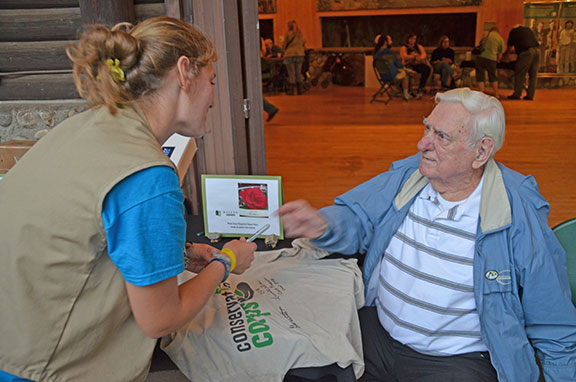 &nbsp; Photo: CCCer Monty Dehn &nbsp;autographed corps member Holly Wilson’s Conservation Corps shirt.