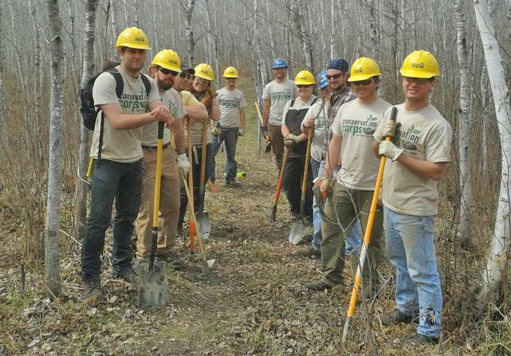 Photo: The Grand Rapids and Tower field crews on the North Country Trail in May.