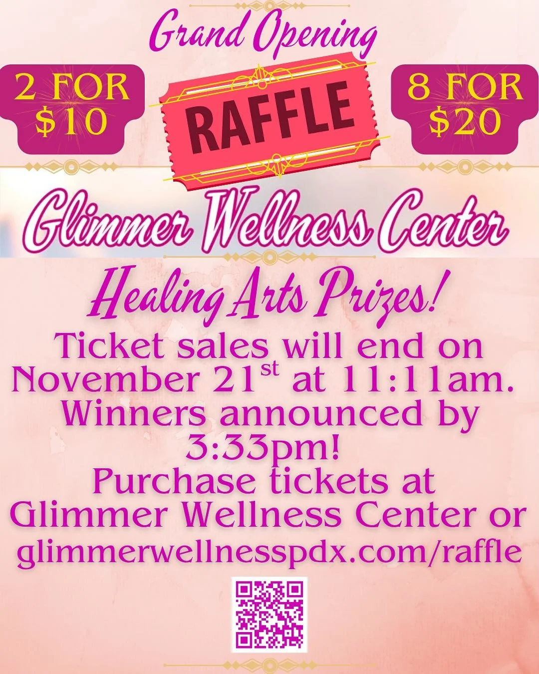 ✨📣 Raffle Extended! Your Chance to WIN Continues! ✨
Our Grand Opening on Saturday was a huge success thanks to the incredible Glimmer community! We felt so much love and support. 💖
We decided to EXTEND our spectacular raffle! If you missed out, now