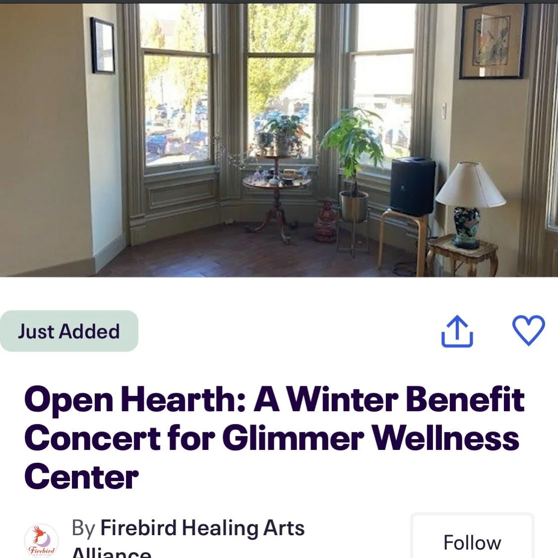 ❄️OPEN HEARTH: Winter Benefit Concert for Glimmer Wellness Center❄️

Get ready to warm your heart and soul with live music at the Winter Benefit Concert - it&rsquo;s gonna be a cozy night at Glimmer Wellness Center!

❄️ Featuring ❄️ 
Deer Friend @dee