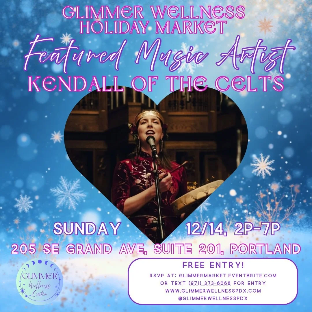 ✨❄️Announcing Featured Holiday Market Music Artist:❄️✨

✨❄️ Kendall of the Celts ❄️✨!!

💝Join us for the @glimmerwellnesspdx Holiday Market! 💝

☀️Sunday, 12/14, 2p-7p☀️

💖Vendors, healers, and musicians include&hellip;

✨ @sun.and.rayne 
✨ @altare