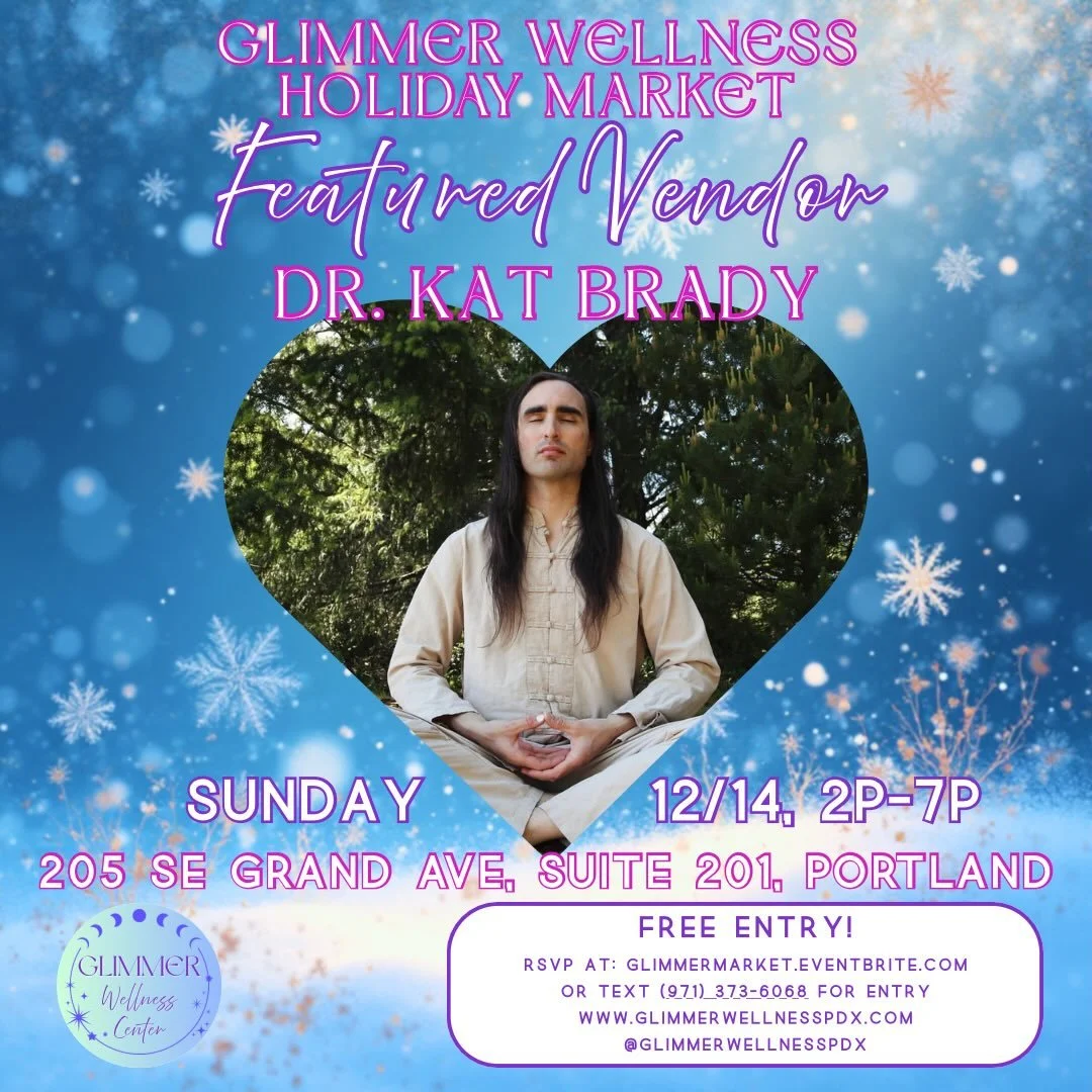 ✨❄️Announcing Featured Holiday Market Vendor:❄️✨

✨❄️ Dr. Kat Brady ❄️✨!!

✨🌿 Traditional Chinese Medicine 🌿✨

Kat thrives at treating the mind, body, and spirit of each patient they see simultaneously. They believe strongly that a compassion drive