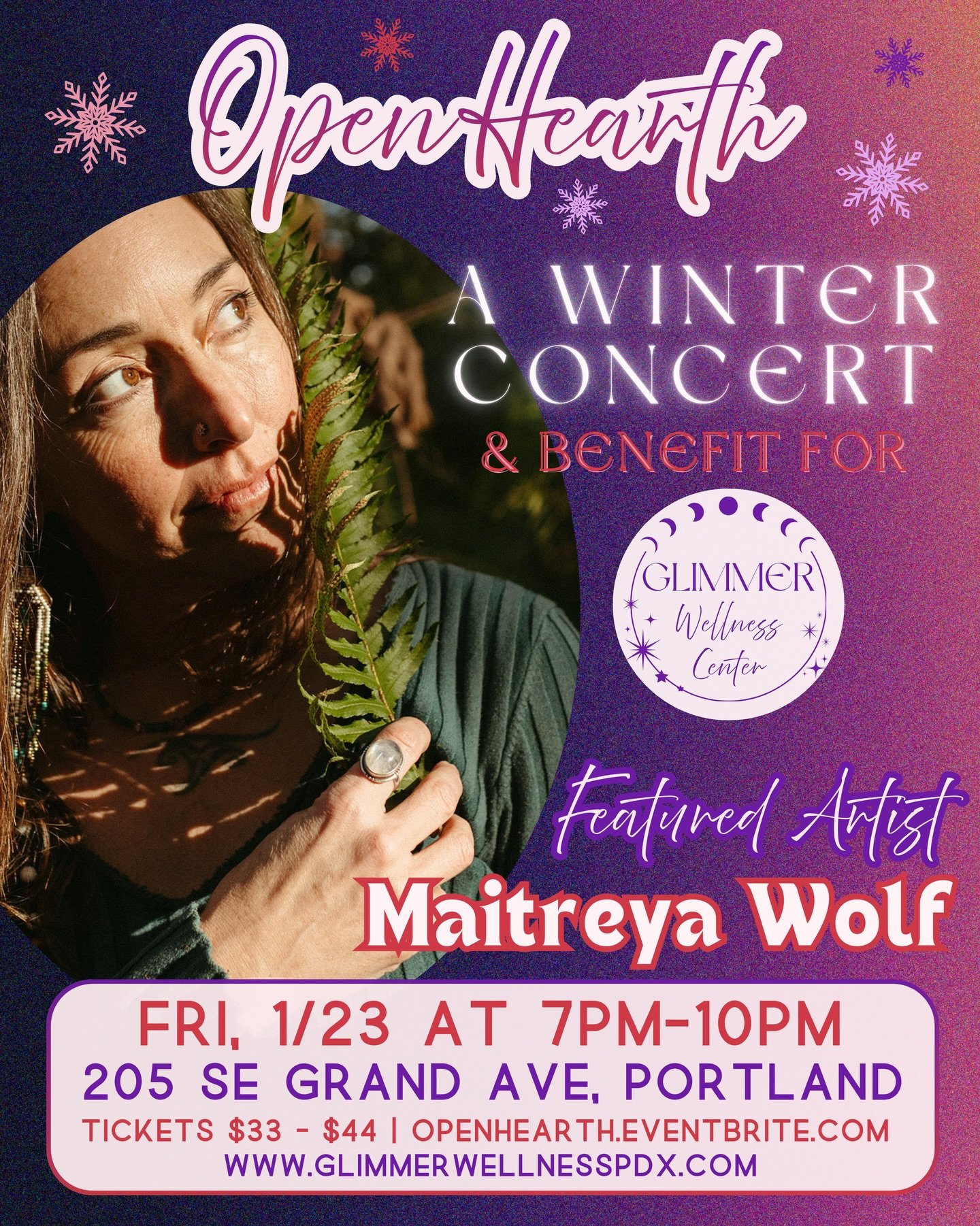 🙏 What a treat it is to share this very special evening with @maitreyawolf as our headlining artist for the Open Hearth Winter Concert Friday, 1.23 at 7pm. 

Maitreya Wolf is a musician, shamanic&nbsp;counselor, medicine guide, and earth mystic who 