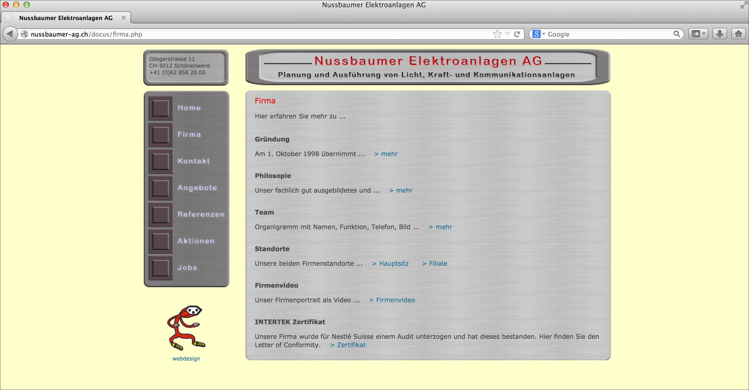Die alte Website …