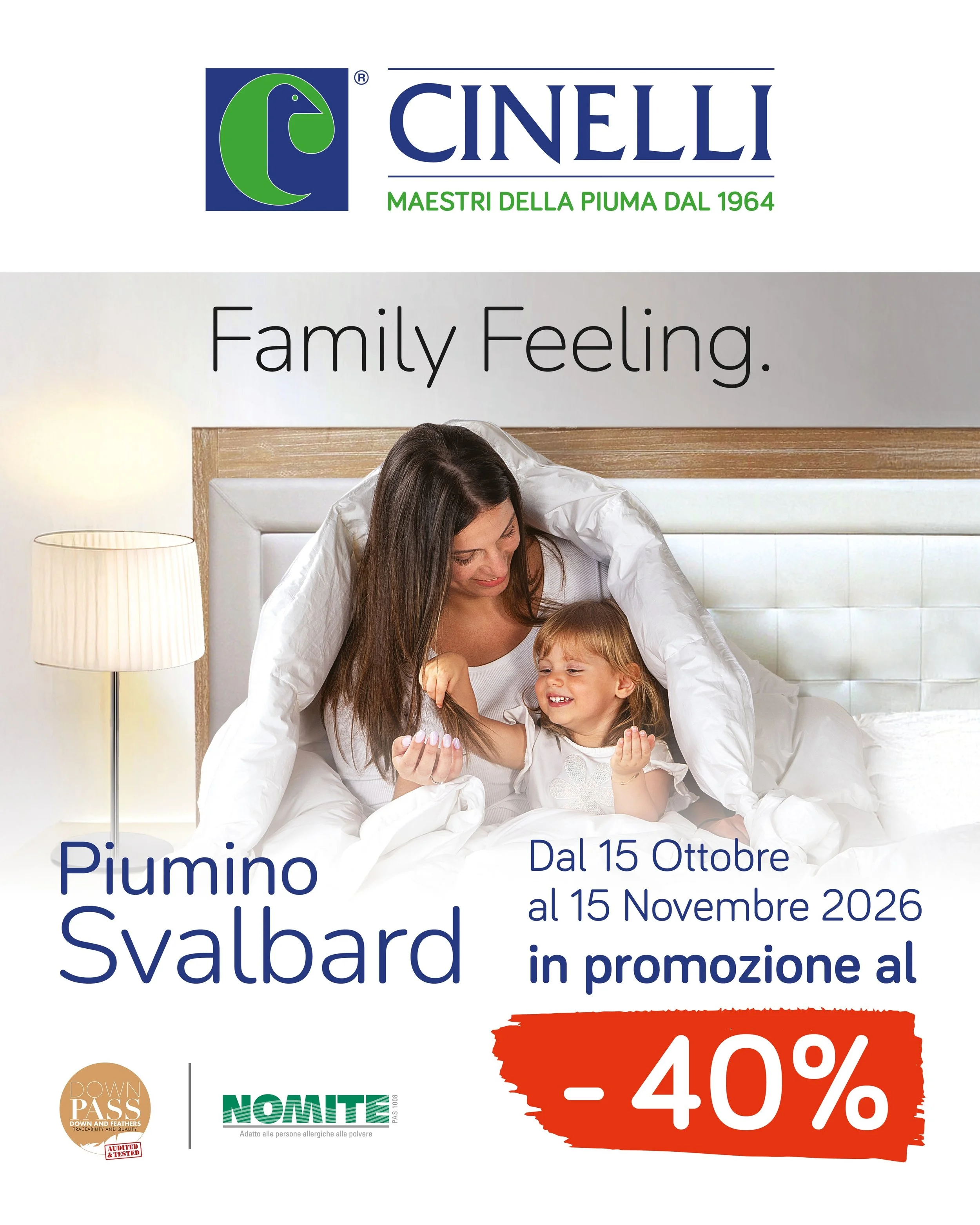 PIUMINI CINELLI SVALBARD | -40% 🤍

Il piacere di dormire avvolti in un piumino di qualit&agrave;, a un prezzo davvero speciale!

100% piumino siberiano.

PREZZI A PARTIRE DA:
&bull; Singolo: da &euro;280 a &euro;168
&bull; Piazza e mezza: da &euro;3