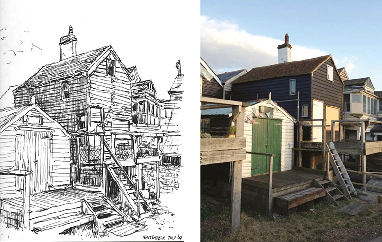 I believe he's done a drawing from a photo, or on site. But when you see the final artwork, it's really cool to see he kept the same colours, shapes from that house. I can imagine the surprise they had if the owners would go into waterstones to buy a book for their grandchildren's.