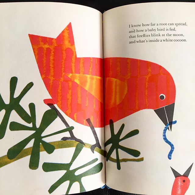 Helen Borten
&lsquo;I know how far a root can spread
And how a baby bird is fed&rsquo;
A double spread from her 1972 book, Do You Go Where I Go? She illustrated some fantastic children&rsquo;s books, a couple of the best have been reissued by @flying