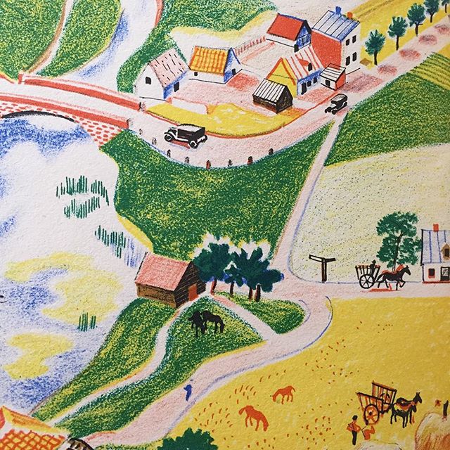 Country Life
Rojankovsky 
Detail from the map of Plouf&rsquo;s (canard sauvage) world in 1930s France. One of a series of animal books that Rojankovsky illustrated and lithographed for the Pere Castor series. They were hugely successful, translated m