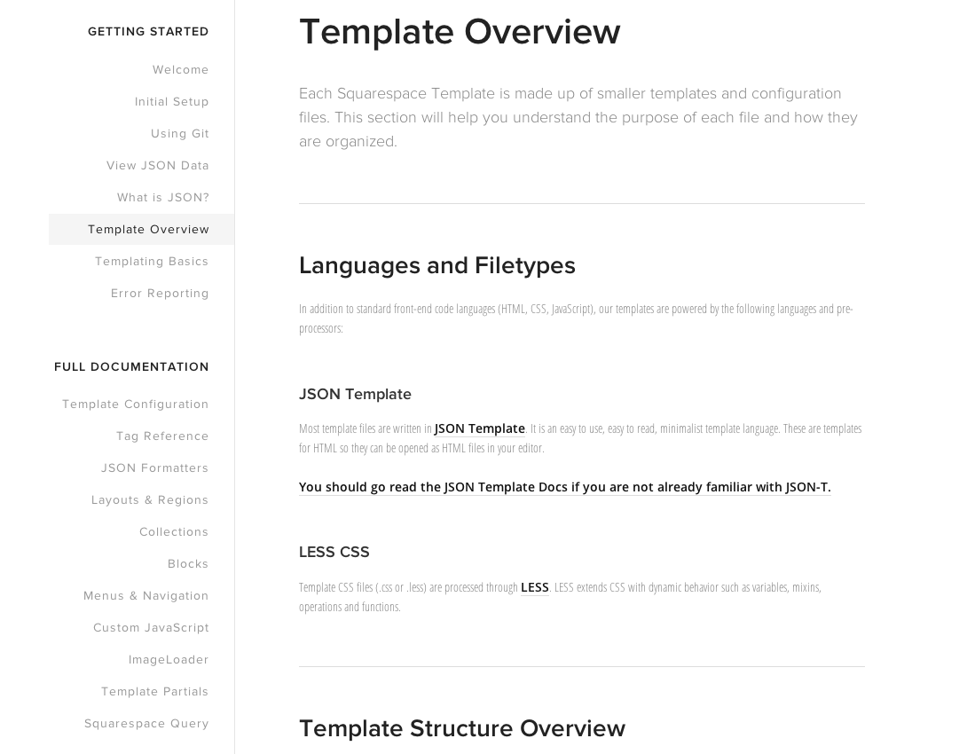 Screen captured from SquareSpace Developers/Template Overview
