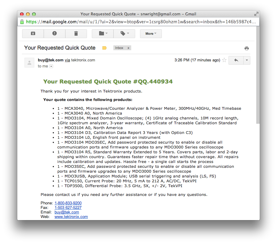 The content of the email.