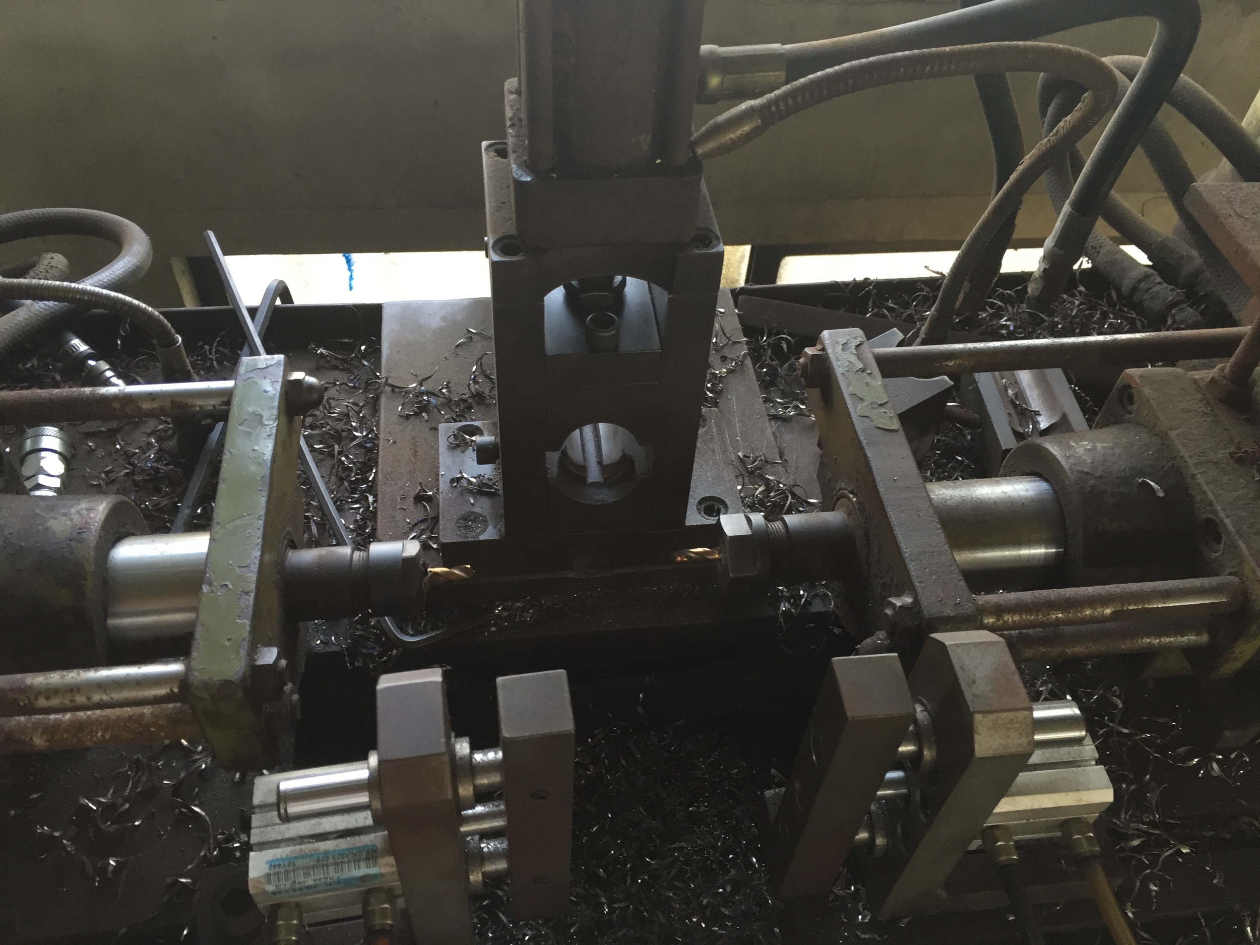I really like this machine. It drills brake holes in the fork - from both front and back.