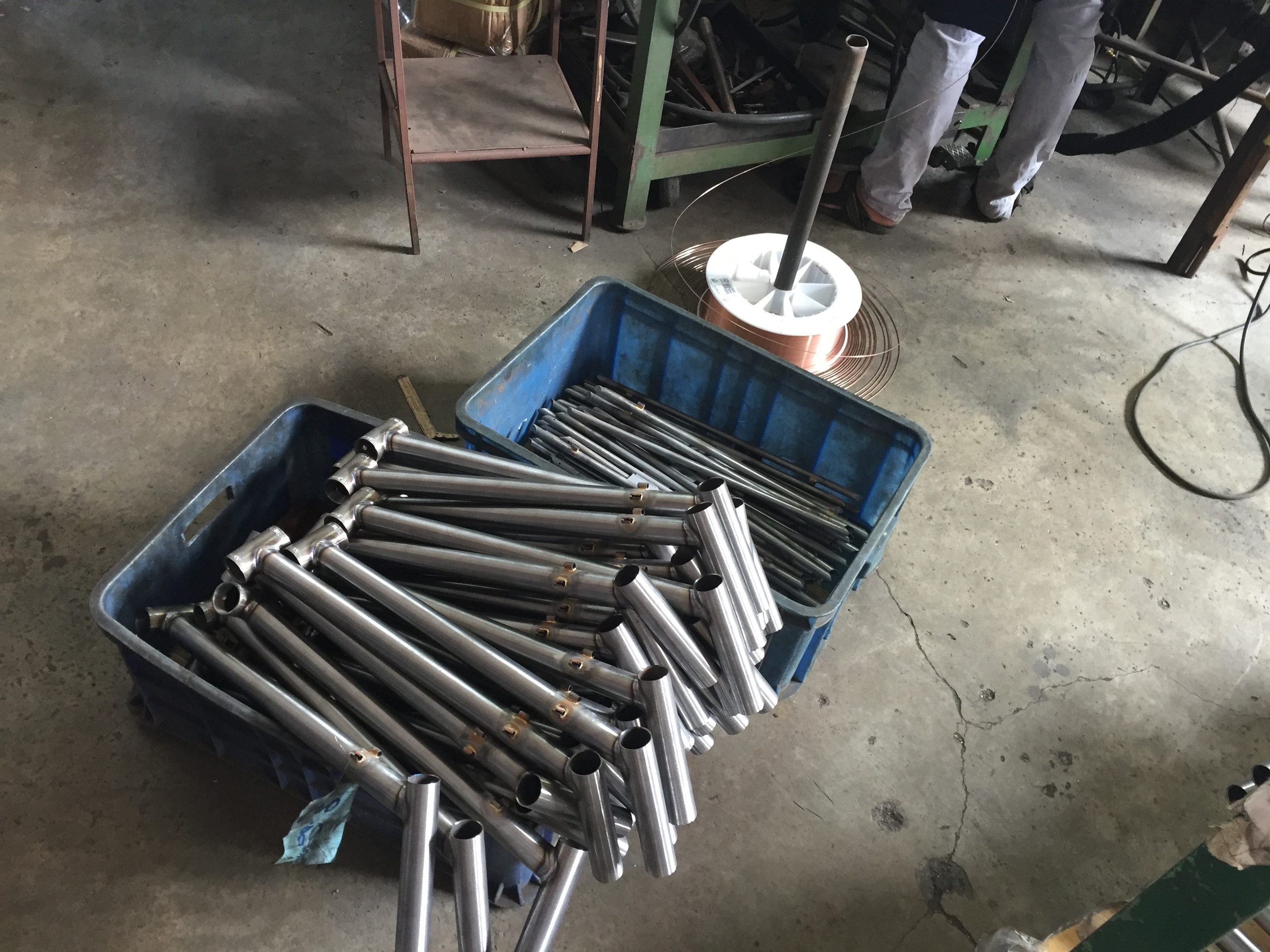 Partially assembled frames.