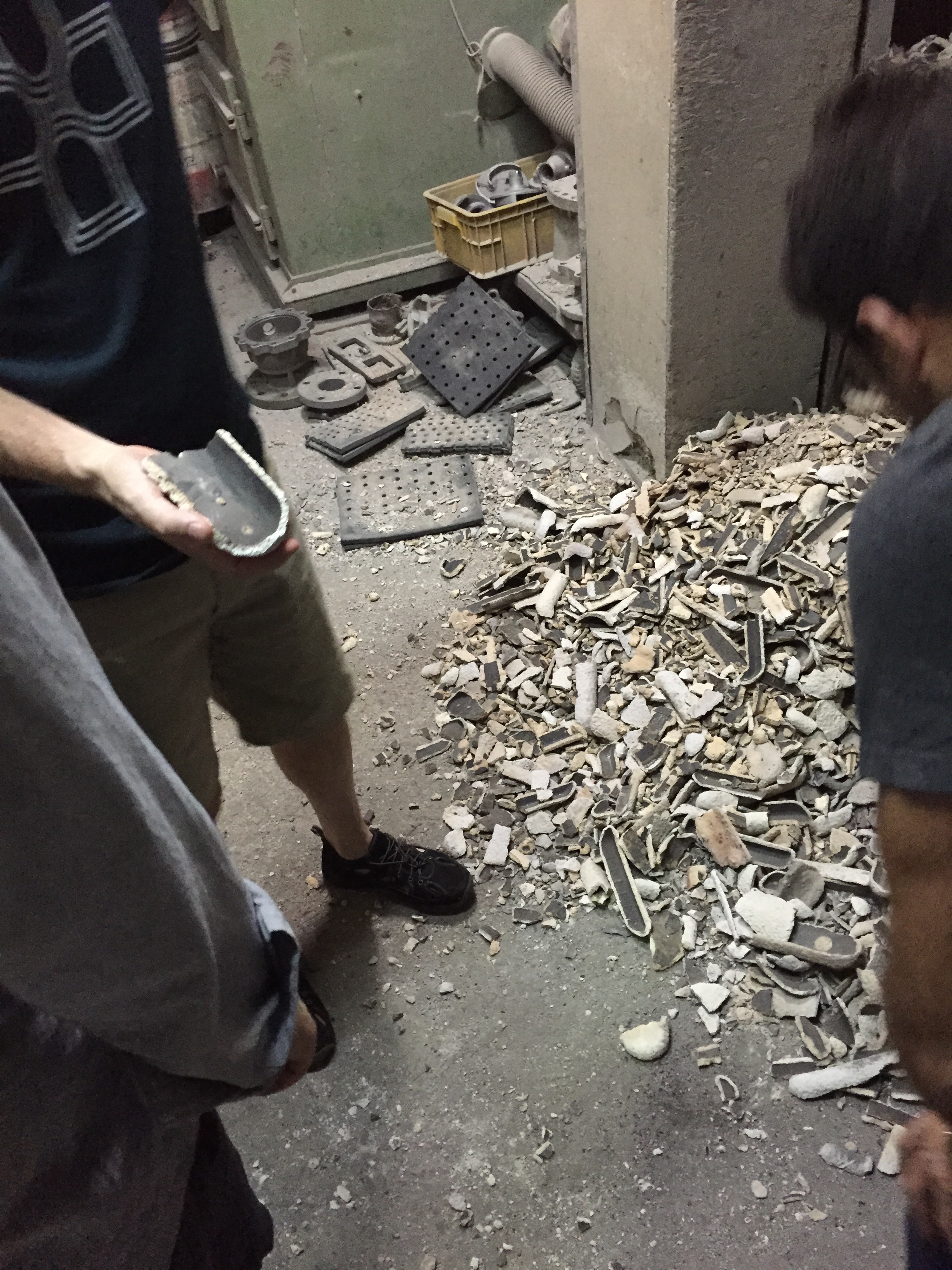 Clay chipping. You need to separate the clay from the steel; there's a big chipping hammer that helps do just that.