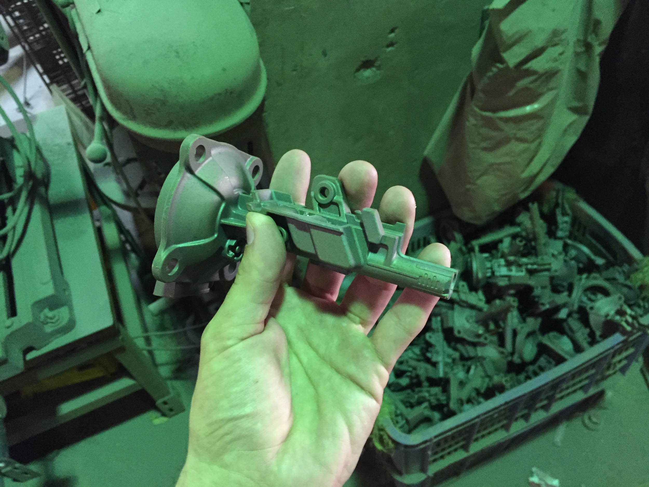 Nailgun parts, separated from their trees.