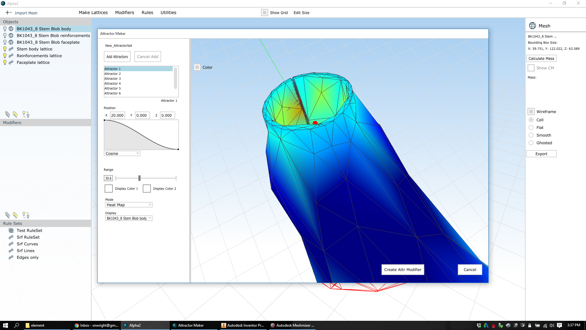 Attractor heat map, steerer area