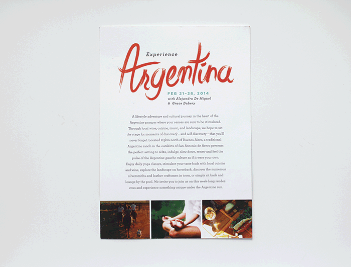 Postcard designed for a yoga retreat in Argentina. (Lettering/design: Andrea Zadro. Art direction: Angela Milana)