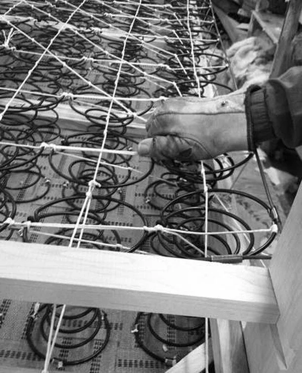 Almost all of the upholstery we use in our designs is custom made for our clients by some very talented local craftspeople. This photo, from @robertcustomupholstery, shows how it's done with 8-way hand-tied construction and a kiln-dried hardwood frame. There is no better way to make a sofa. While most people think it's the cushions that determine a sofa's comfort, they are really only part of the equation. The spring system provides stability by distributing body weight evenly. The better the spring system the more comfortable the sofa will be and the longer it will last. ⁠
⁠
#laurasteininteriors #luxuryinteriors #luxurydesign #torontodesigner #torontointeriors #torontolife #custominteriors #customdesign #livingspaces