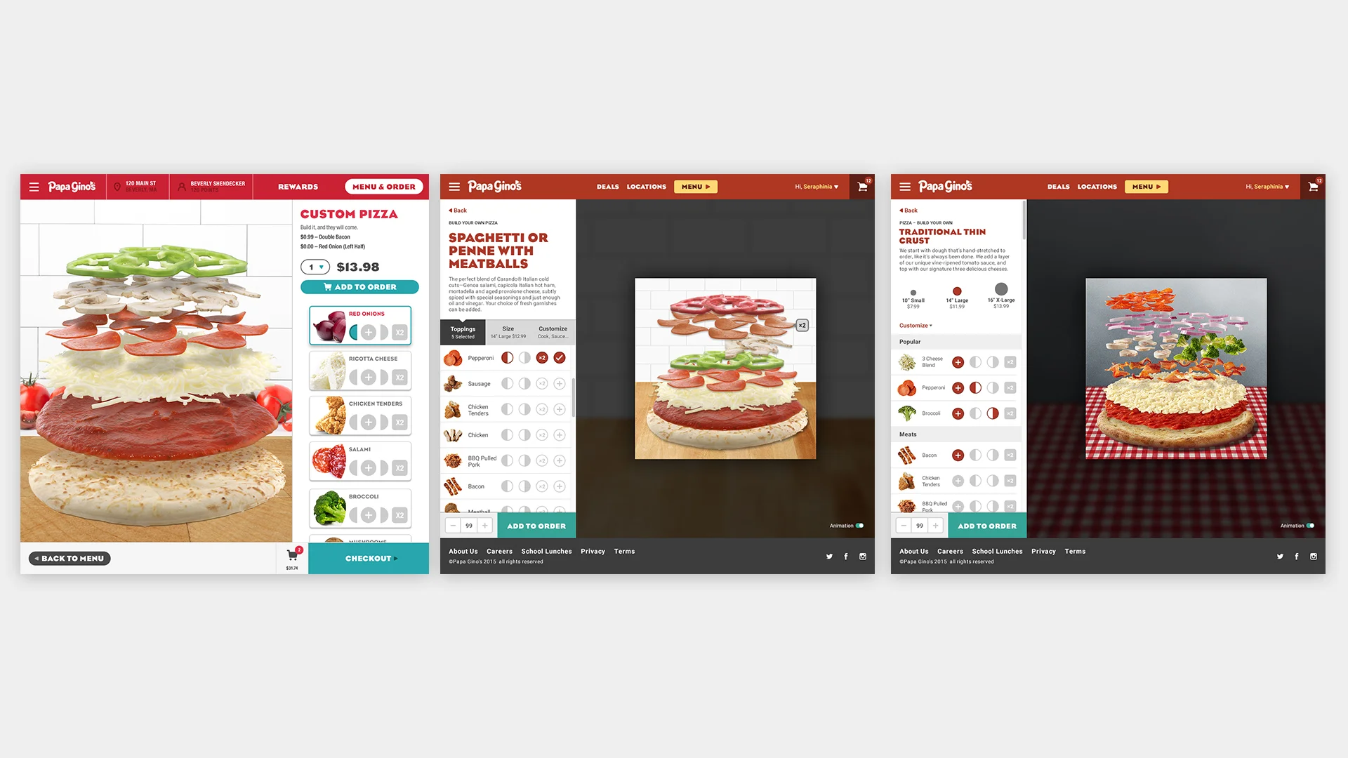 Left: Demonstrating the concept &nbsp;Middle: Exploring functionality Right: Final result with real product shown