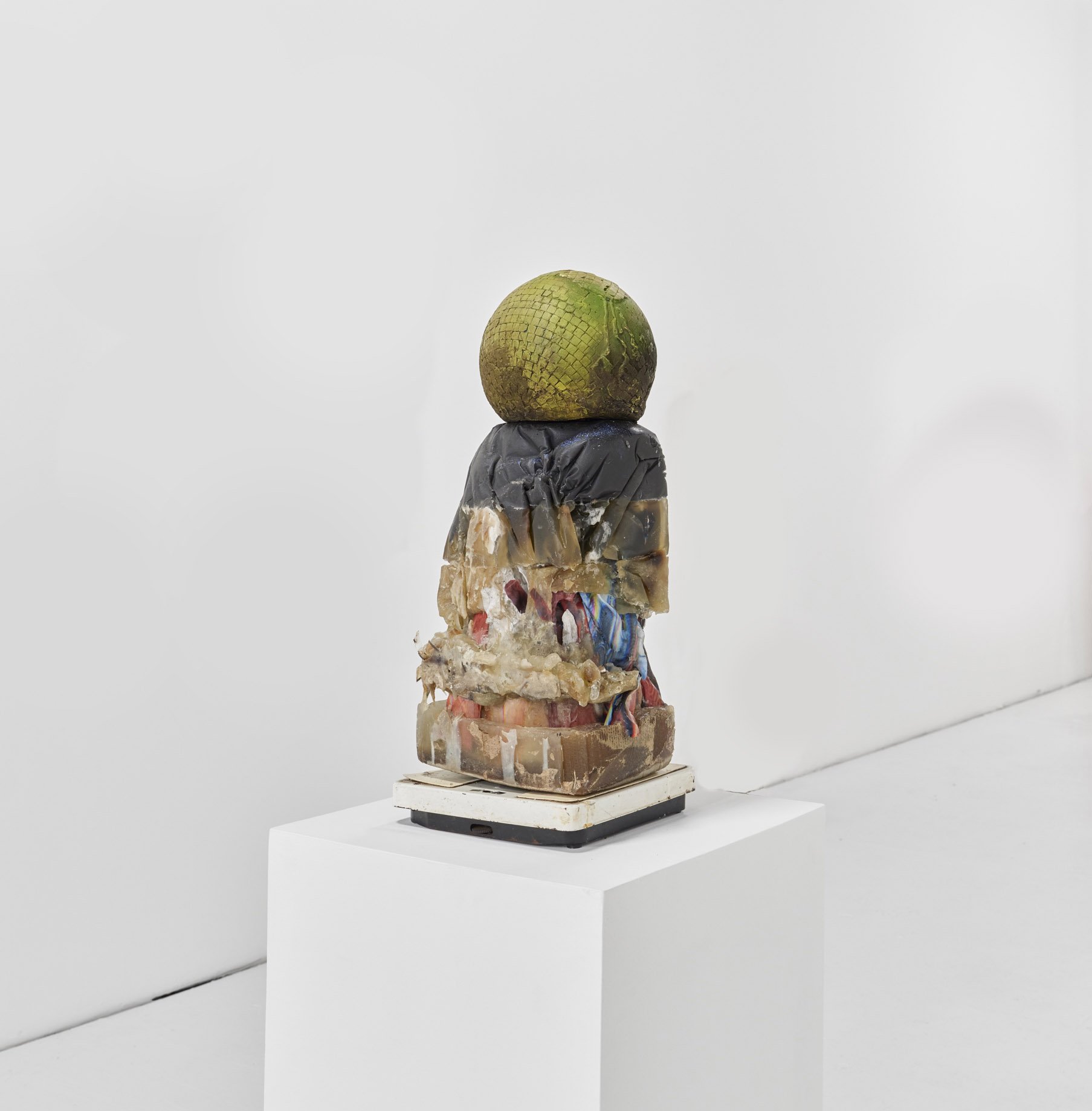   Atlas ‘79   2026 Gypsum cement, glycerine soap, celluloid, customized umbrella, assembled on a found scale   