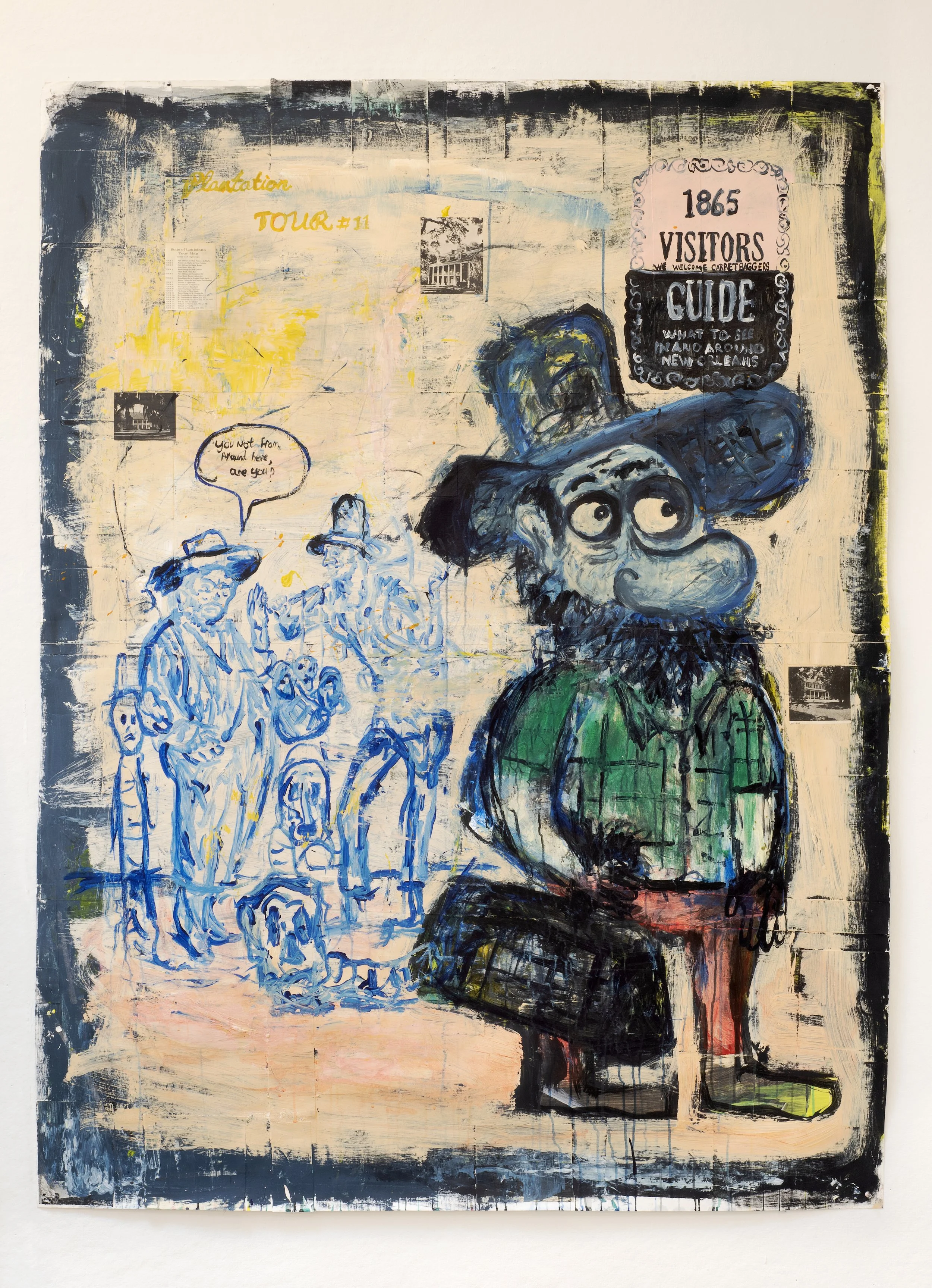 Tour#11 (1865 Carpetbagger visitor's guide)

 

 72" x &nbsp;54"  acrylic collage on canvas paper  2022  &nbsp; 