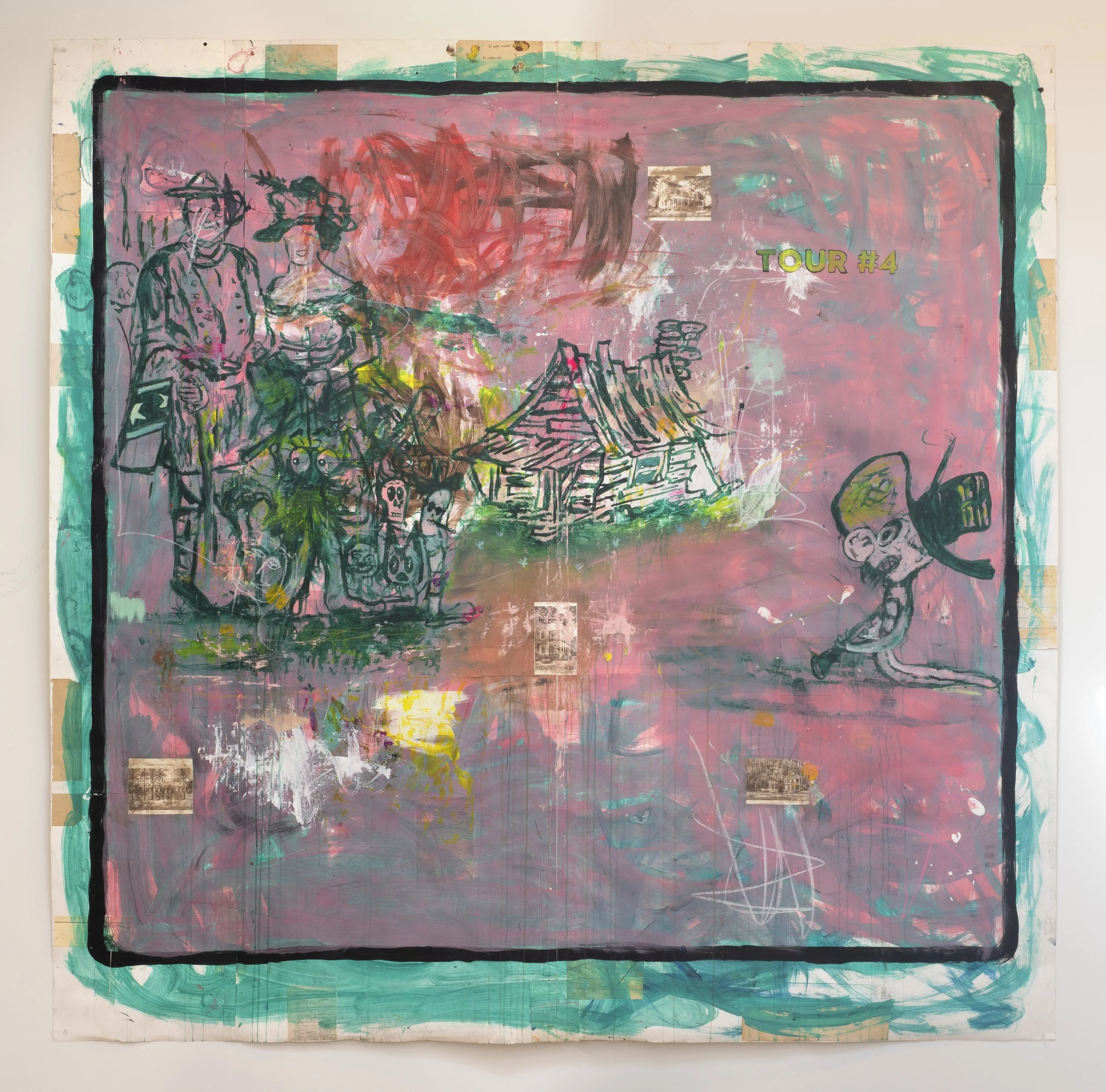  Tour#4 (Confederate Re-enactors)

 

 96" x &nbsp;96"  acrylic and collage on canvas paper  2022  &nbsp; 