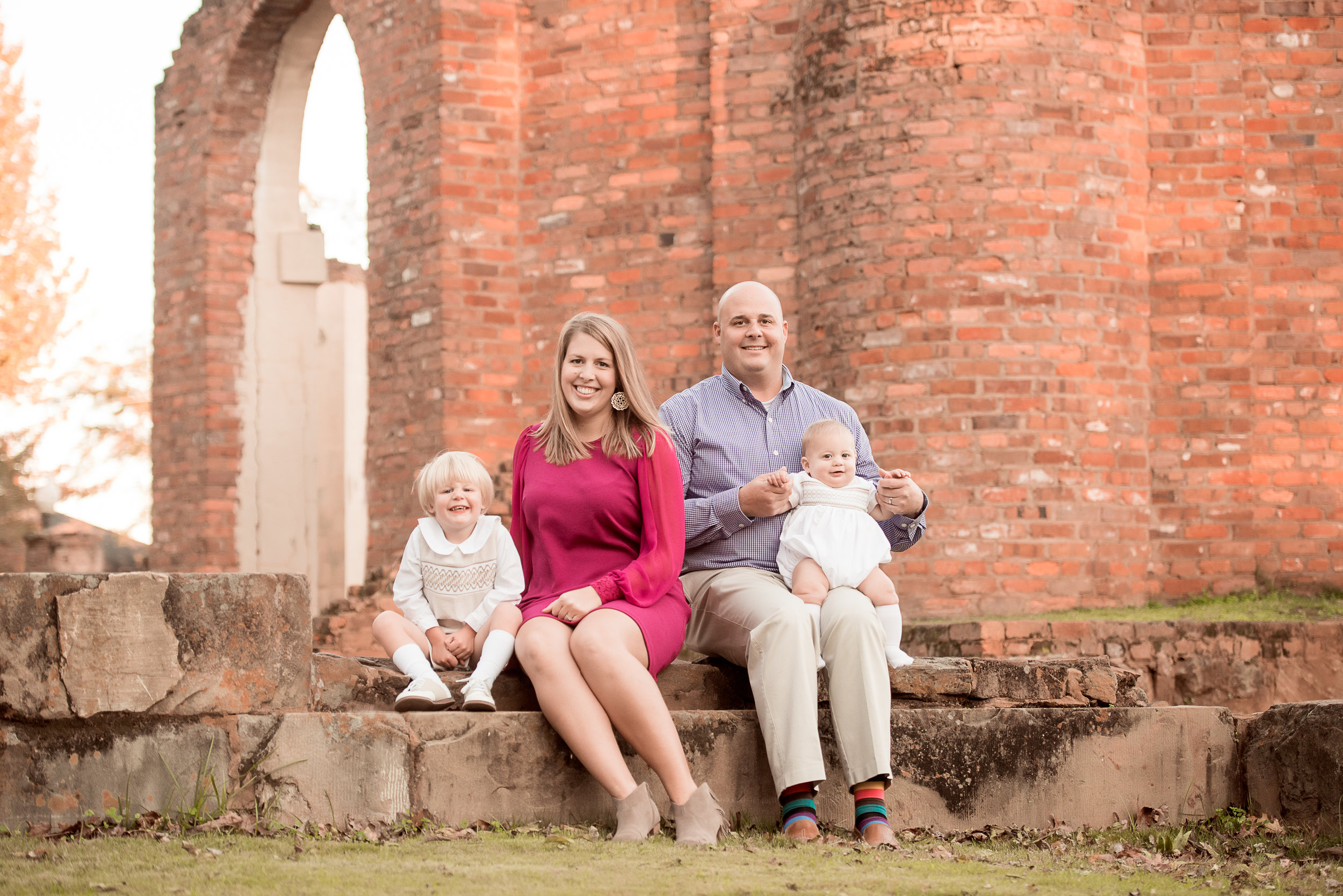 family of 4 in downtown ruins