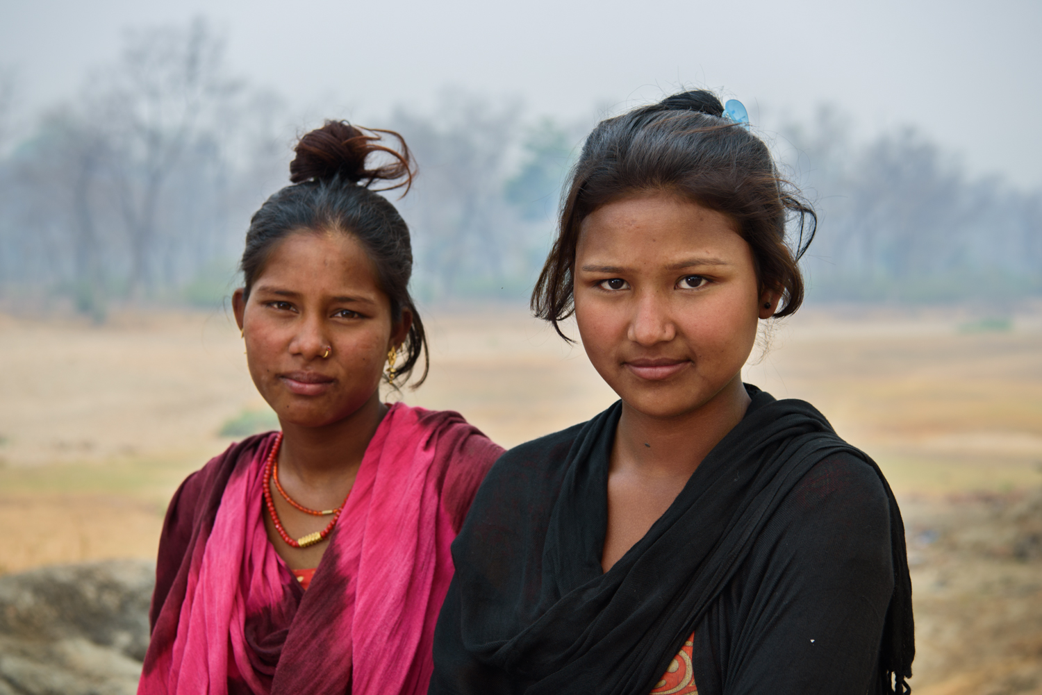  Sharmila Gaine (14) and Sharda Das(15) at Majhi Shivir, Chaumala, Kailali, Nepal. Sharda studies in school and dosent want to get married early like the other girls of her community. Sharmila eloped and married at 12 and is seven months pregnant. Sh