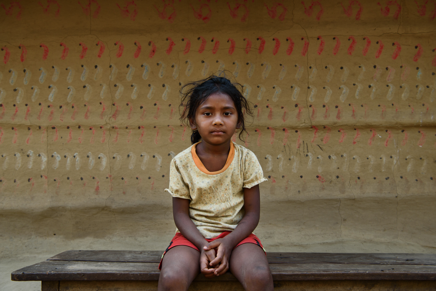  Pratigya Majhi (5) studies in nursery grade and is the only child in the Malpur village
community attending a private school. Pratigya's education is supported by a foreigner through a scholarship. 