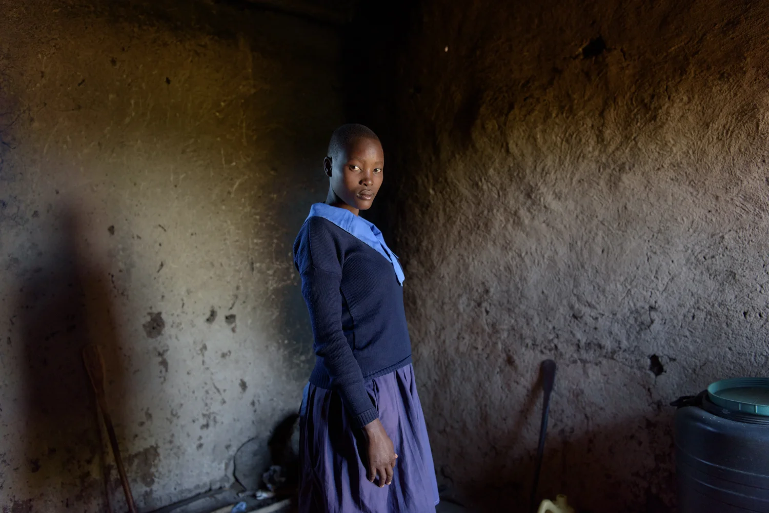 D.R., 16, studies at the Ngukumahando Primary School and runs home everyday during lunch break to breastfeed her newborn. D.'s family is supportive and her mother takes care of her child when she is at school.