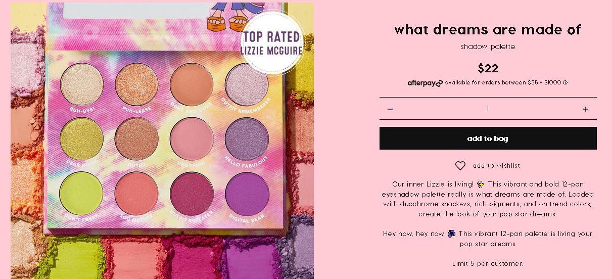 colourpop what dreams are made of lizzie mcguire palette.PNG