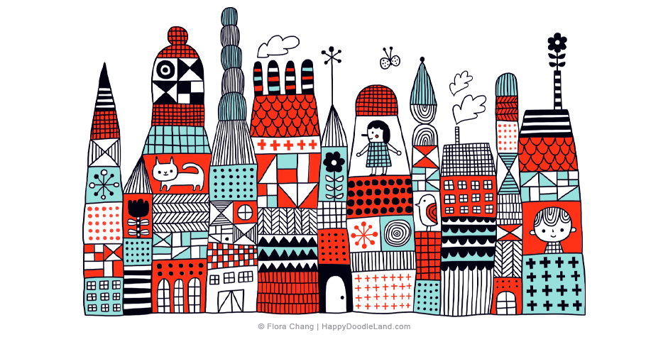 Doodle Town © Flora Chang | Happy Doodle Land
