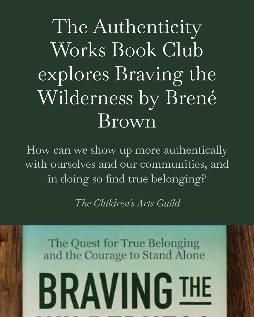 Last month, the Authenticity Works Book Club dove into Braving the Wilderness by @brenebrown and her ideas about belonging (to oneself and a community/the world), trust, authenticity, and the unique moment in US history we find ourselves living throu