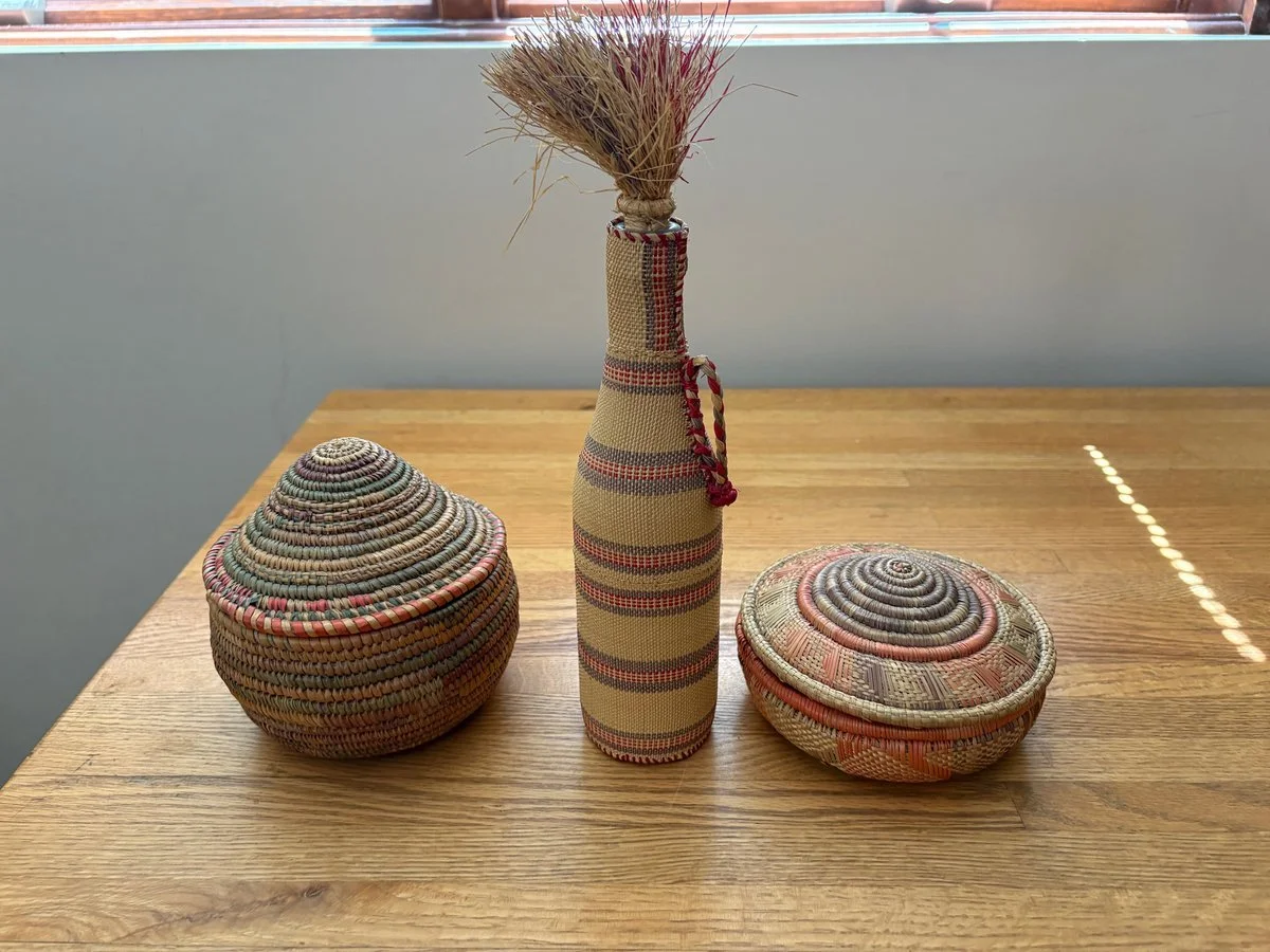 A Life in Objects: An Auction to Support the Authenticity Works Initiative of the Children&rsquo;s Arts Guild is happening now!

The story of these items is, "Group of African woven objects, all handmade, acquired during our time in West Africa 