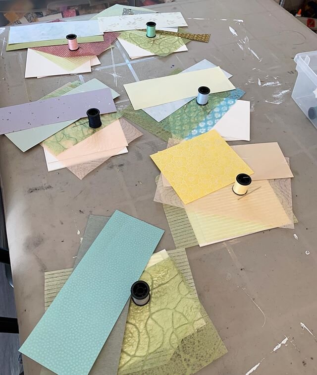 Making up book binding kits for my students. Excited to send these out. My Advanced Printmaking course was cut short due to Covid, so we are taking it online. 
#ldnont #londonontario
