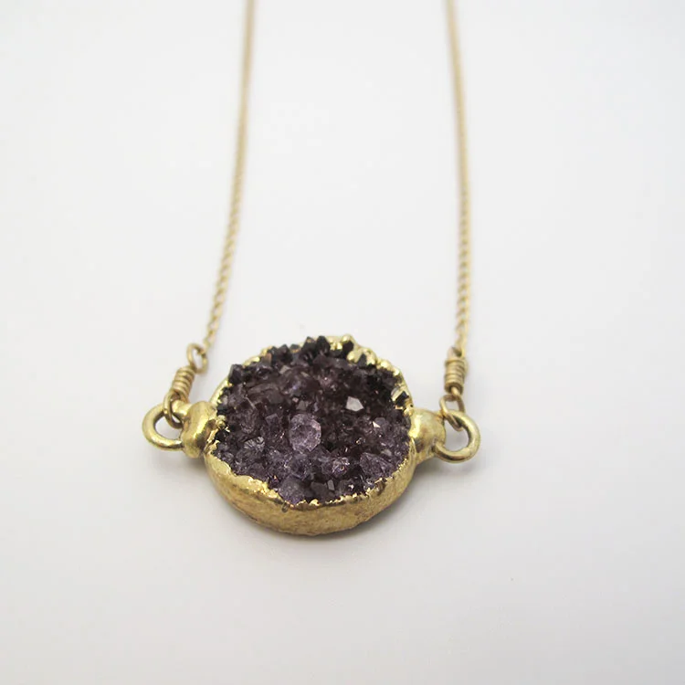 Amethyst Druzy Charm necklace