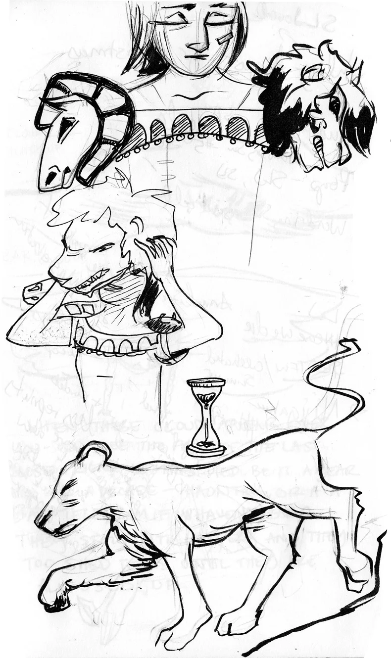 Sylvia dons an enchanted pauldron, by Jen Vaughn
